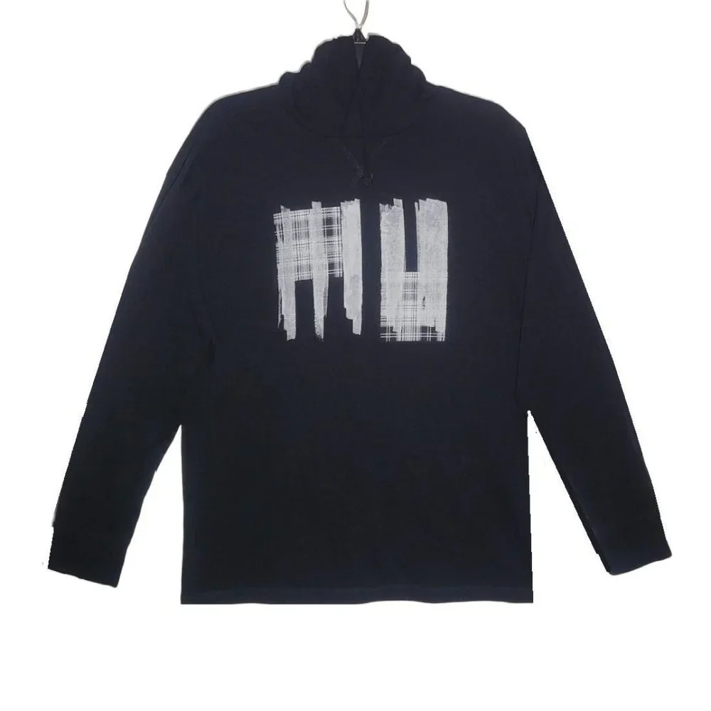 Men's Size M Express Hoodie Black Pullover Sweatshirt long sleeve buildings art
